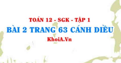 Bài 2 trang 63 Toán 12 tập 1 Cánh Diều